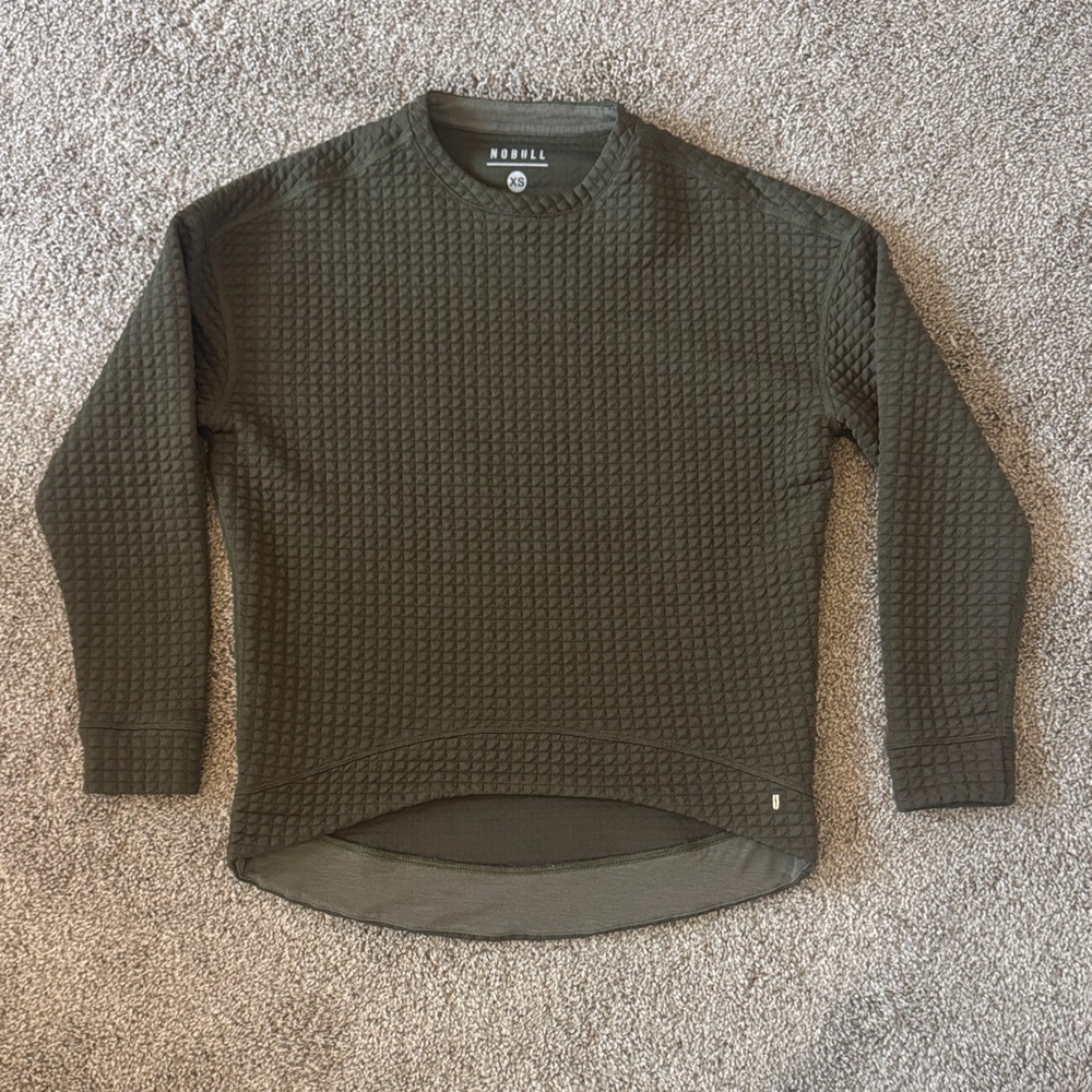 NOBULL Olive Green Quilted Crew Sweater
